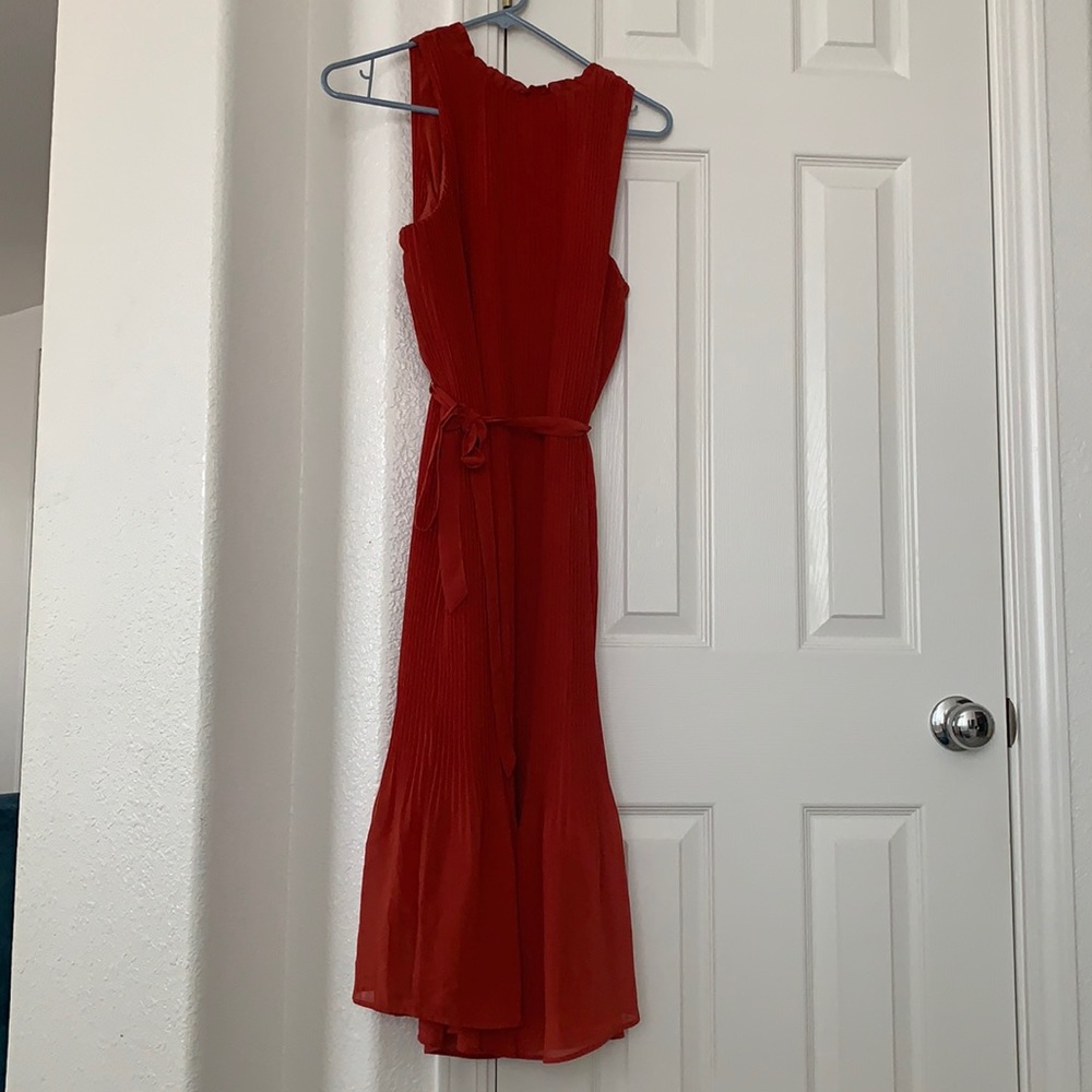 Rouche MIDI Brick red dress